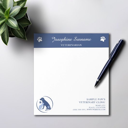 Bloc-note Logo De Chien Et Chat Bleu Avec Clinique De Visite