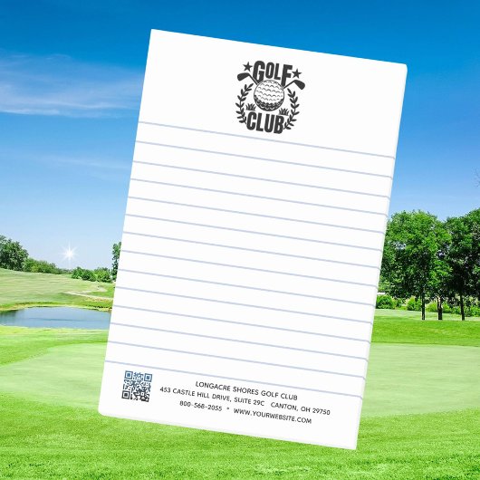 Bloc-note Logo de club de golf et code QR ligné    