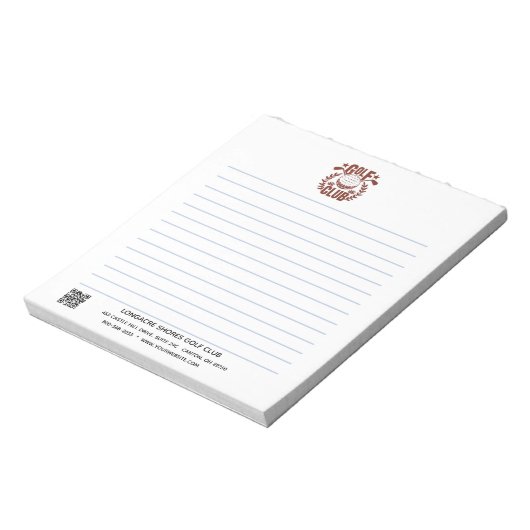 Bloc-note Logo de golf et code QR alignés     (Tourné)