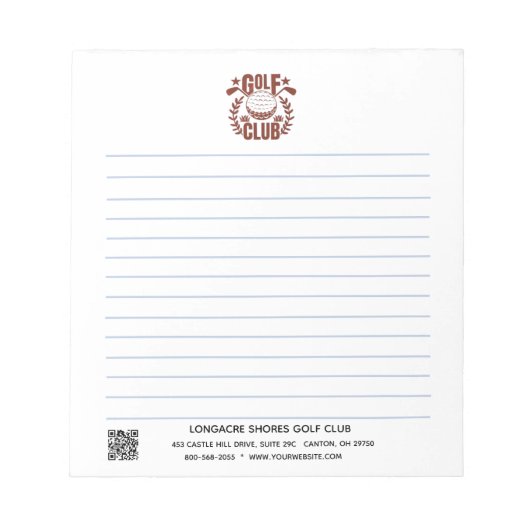 Bloc-note Logo de golf et code QR alignés     (Devant)