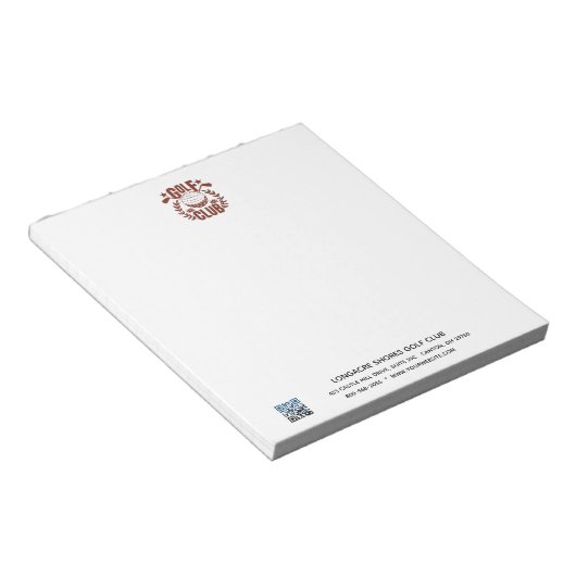 Bloc-note Logo de golf et code QR non ligné (Incliné)