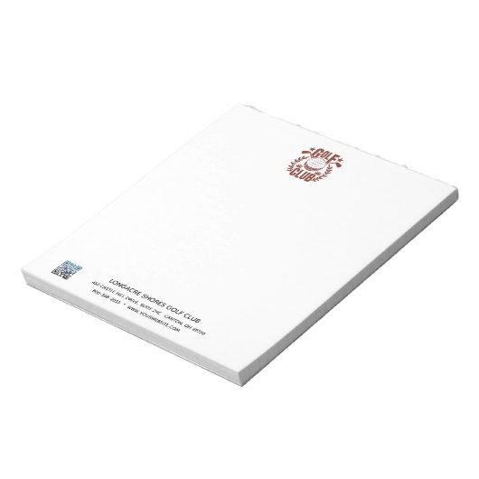 Bloc-note Logo de golf et code QR non ligné (Tourné)