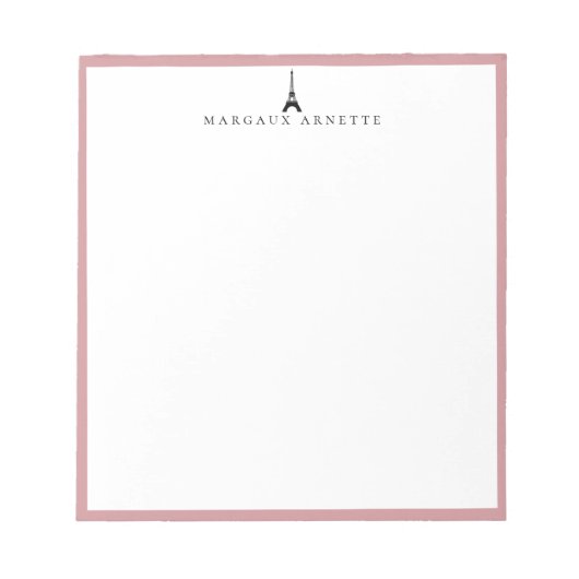 Bloc-note Logo de la Tour Eiffel Cadre Rose (Devant)
