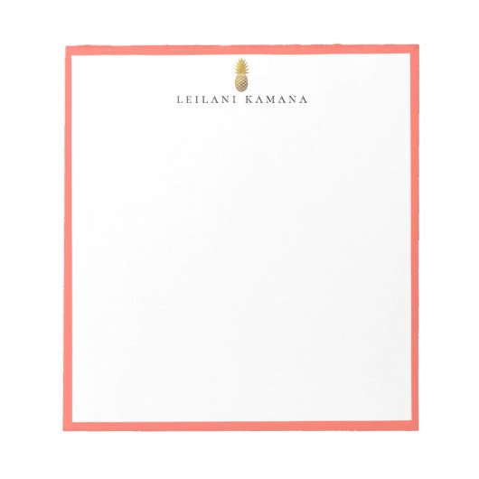 Bloc-note Logo de l'ananas doré Cadre corail (Devant)