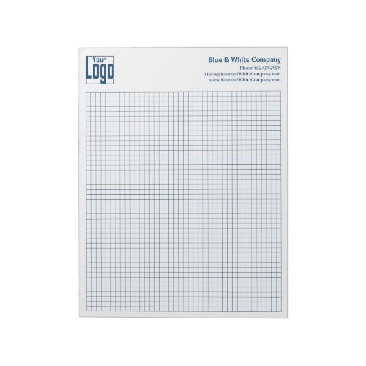 Bloc-note Logo de l'entreprise Calcpad Grille Bleue Graphiqu (Tourné)