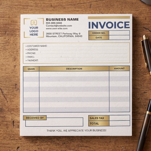 Bloc-note Logo de l'entreprise de facture moderne (formulair