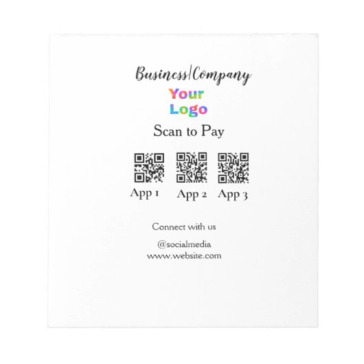 Bloc-note Logo de l'entreprise de paiement par scan code QR (Devant)