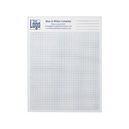 Bloc-note Logo de l'entreprise Grille bleue Graphique (Tourné)