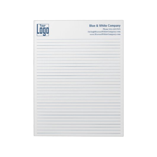 Bloc-note Logo de l'entreprise Lignes bleues Règle universit (Tourné)