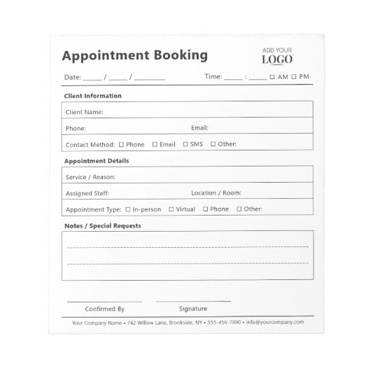 Bloc-note Logo de rappel de rendez-vous moderne professionne (Devant)