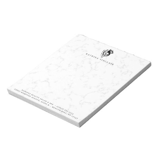 Bloc-note Logo de salon de coiffure en marbre moderne (Tourné)