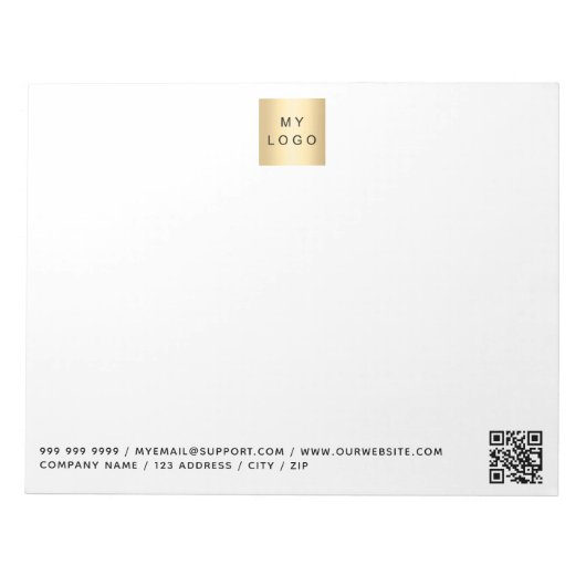 Bloc-note Logo d'entreprise de code QR noir blanc (Devant)