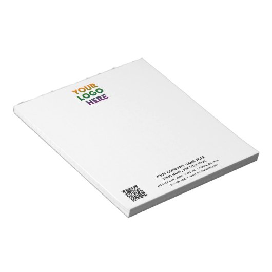 Bloc-note Logo d'entreprise et code QR non alignés (Incliné)