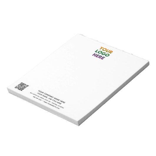 Bloc-note Logo d'entreprise et code QR non alignés (Tourné)