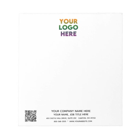 Bloc-note Logo d'entreprise et code QR non alignés (Devant)