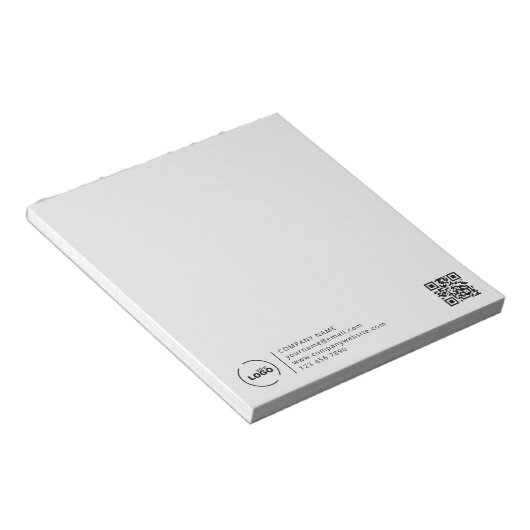 Bloc-note Logo d'entreprise moderne QR Code gris clair (Incliné)