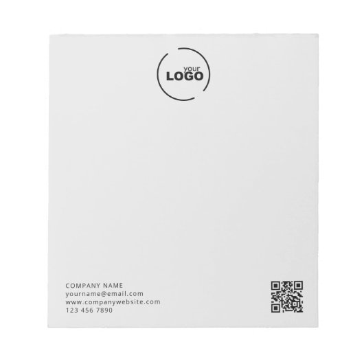 Bloc-note Logo d'entreprise moderne QR Code gris clair (Devant)