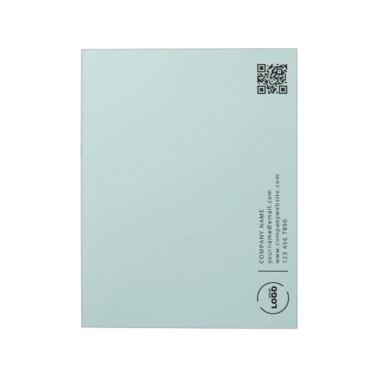 Bloc-note Logo d'entreprise moderne QR Code léger Turquoise (Tourné)