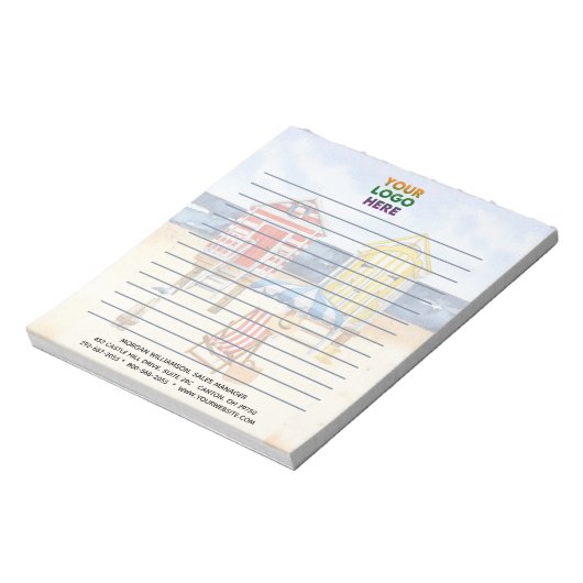 Bloc-note Logo d'entreprise unique Cabine de plage (Tourné)