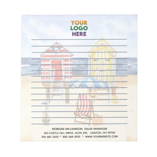 Bloc-note Logo d'entreprise unique Cabine de plage (Devant)