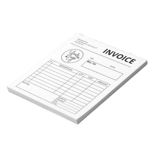 Bloc-note Logo du formulaire de commande de facture professi (Tourné)