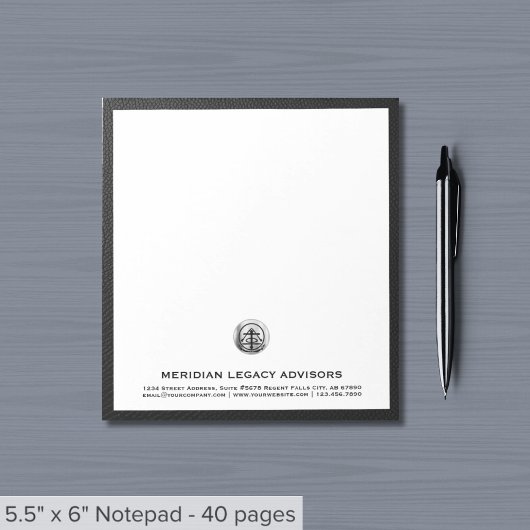 Bloc-note Logo en argent brossé sophistiqué