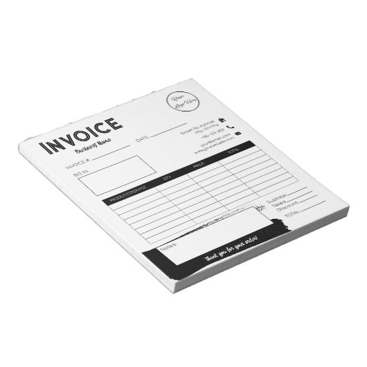 Bloc-note Logo en noir et blanc urbain facture petite entrep (Incliné)