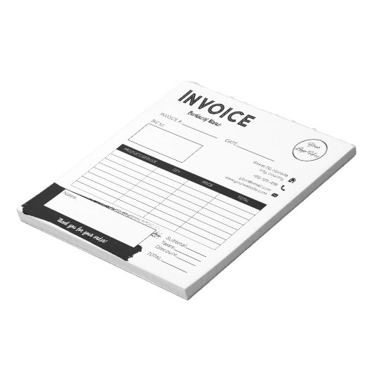 Bloc-note Logo en noir et blanc urbain facture petite entrep (Tourné)