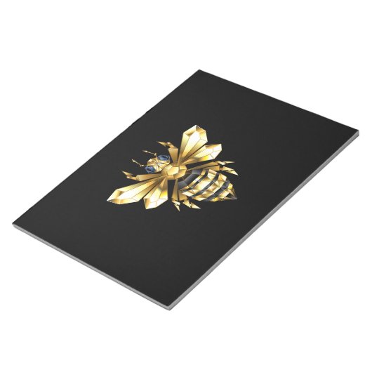 Bloc-note Logo Faux Gold Foil Bee Polygonal sur Noir (Incliné)
