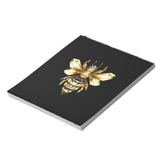 Bloc-note Logo Faux Gold Foil Bee Polygonal sur Noir (Tourné)