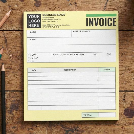 Bloc-note Logo, Formulaires de commande de reçu de vente, Li