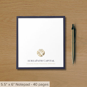 Bloc-note Logo géométrique moderne Bordure bleu marine
