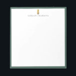 Bloc-note Logo Gold Ananas cadre vert<br><div class="desc">Logo d'élégante fausse feuille d'or à ananas design avec cadre vert chasseur,  personnalisée avec nom,  bloc-notes. Le style et la couleur de la police de texte peuvent être customisés.</div>