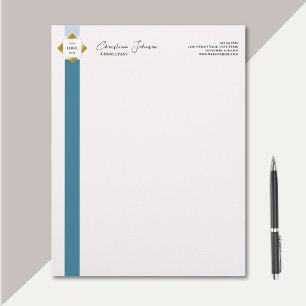 Bloc-note Logo Gold Turquoise Stripes tendance