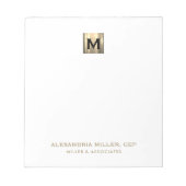 Bloc-note Logo initial blanc et or élégant (Devant)