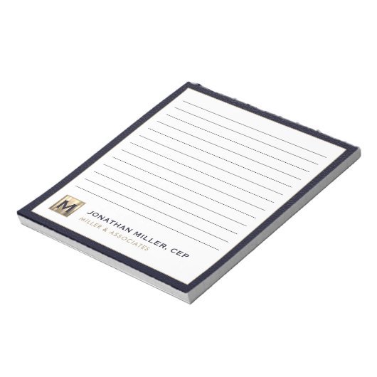 Bloc-note Logo initial Blue and Gold Professional (Tourné)
