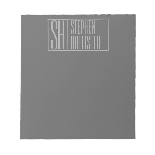 Bloc-note Logo moderne, gris sur gris foncé, initiales et no (Devant)