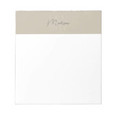 Bloc-note Logo Monogramme Beige Minimaliste Moderne (Devant)