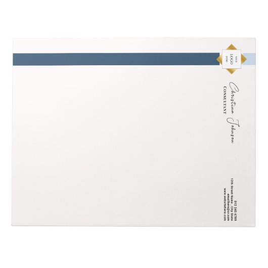 Bloc-note Logo Or tendance Blue Stripes (Devant)