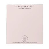 Bloc-note Logo Pale Blush, Nom et Coordonnées de l'Entrepris (Devant)