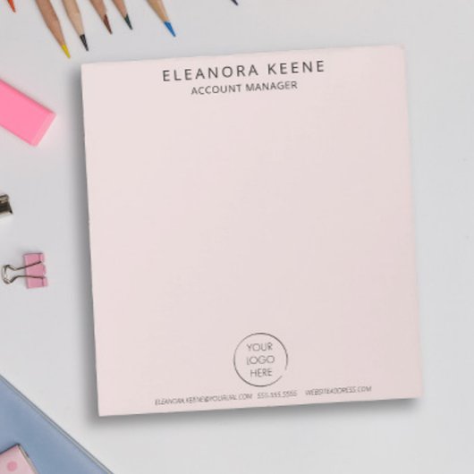 Bloc-note Logo Pale Blush, Nom et Coordonnées de l'Entrepris