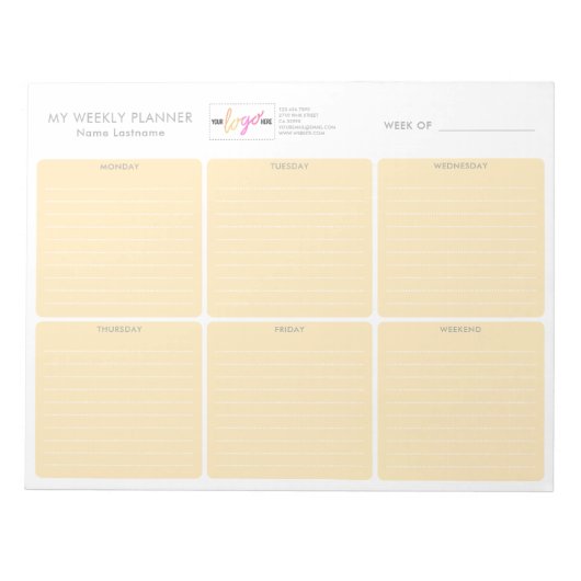 Bloc-note Logo Pastel Orange Simple et sans date Planificate (Devant)