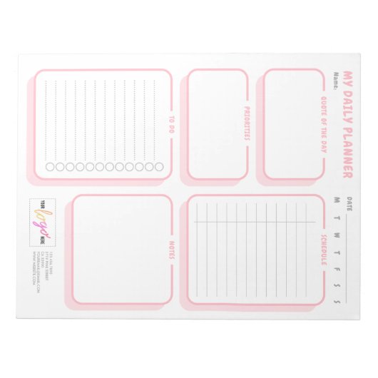 Bloc-note Logo personnalisé Cute Simple Blush Undaté Quotidi (Devant)