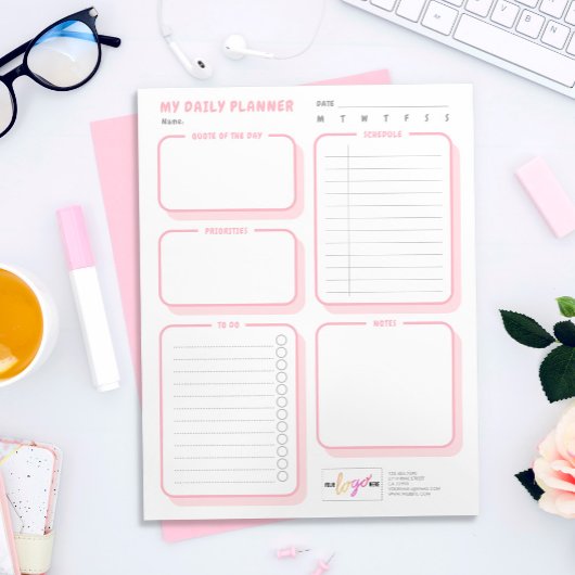 Bloc-note Logo personnalisé Cute Simple Blush Undaté Quotidi