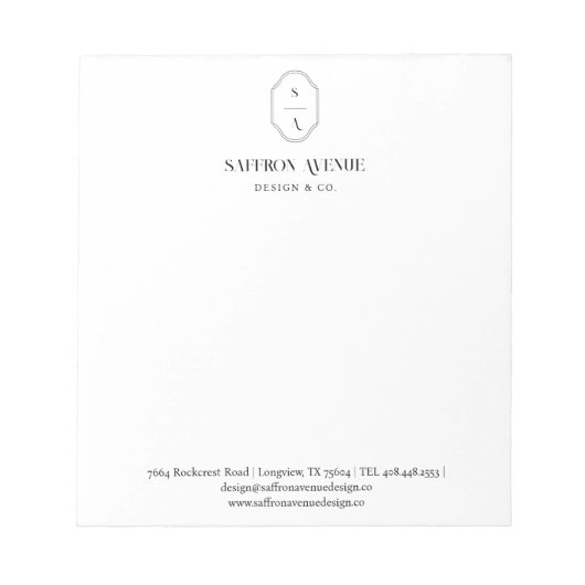 Bloc-note Logo Personnalisé Élégant Moderne Minimal Monogram (Devant)