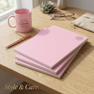 Bloc-note Logo personnalisé élégant rose clair personnalisé