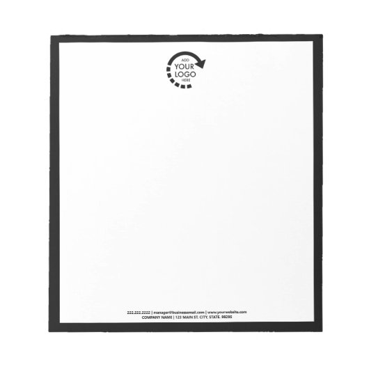 Bloc-note Logo personnalisé Entreprise | Noir moderne (Devant)