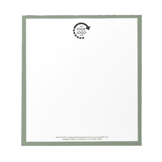 Bloc-note Logo personnalisé Entreprise | Sage Green (Devant)