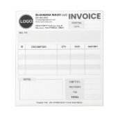 Bloc-note Logo personnalisé, Facture simple de commande de f (Devant)