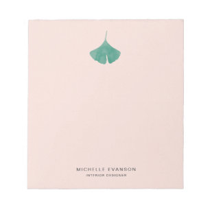 Bloc-note Logo Pink Ginkgo Pink Bleu Simple Nature